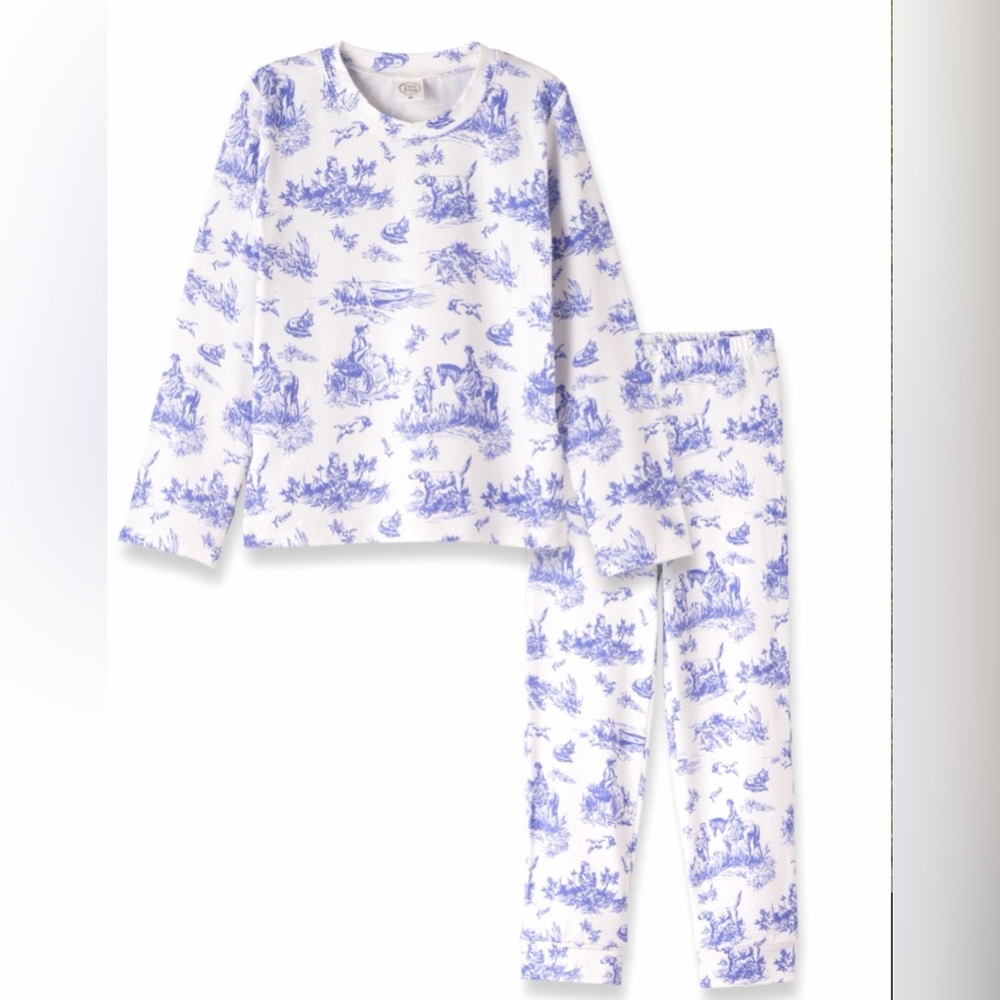 Tess Babe Toile de Jouy Girl's Bamboo Pajama Set - size 5Y